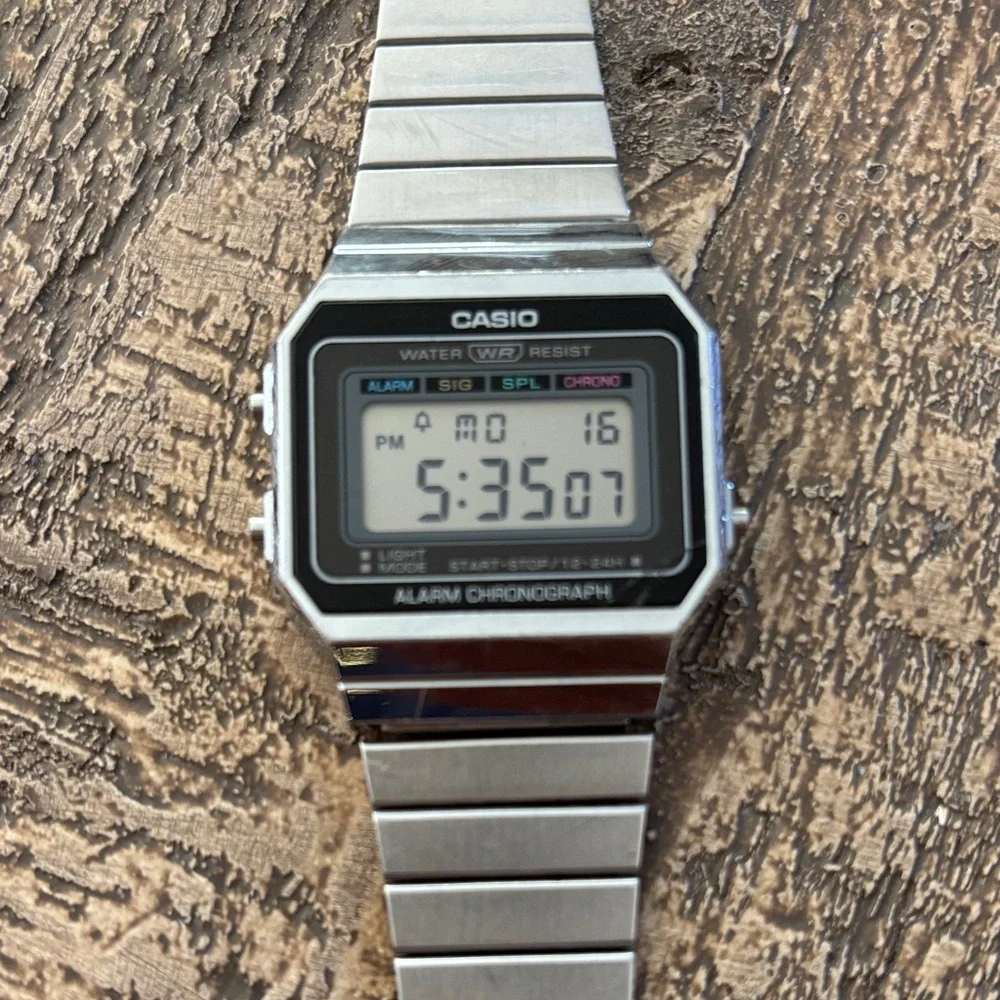 Casio Silver Retro Digital Alarm Chronograph Watch